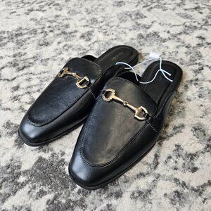 Old Navy Black Faux Leather Loafer Mule Shoes - Size 11